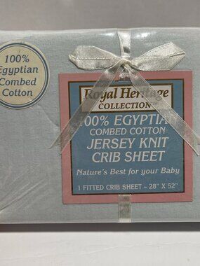 VTG Royal Heritage Jersey Knit Crib Sheet Light Blue 100% Egyptian Combed Cotton